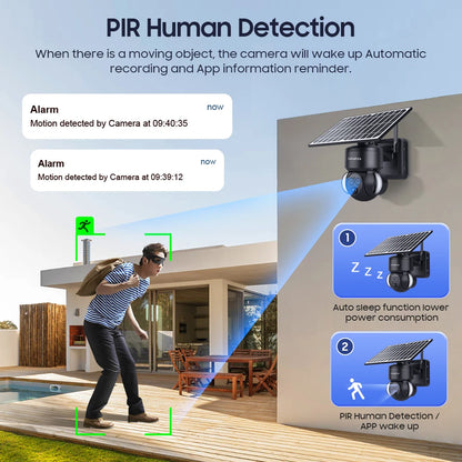 SHIWOJIA WIFI Solar Camera 4G SIM Outdoor 6MP 12X ZOOM Solar Panel Surveillance Cameras PIR PTZ Security Protction with 12000mAh