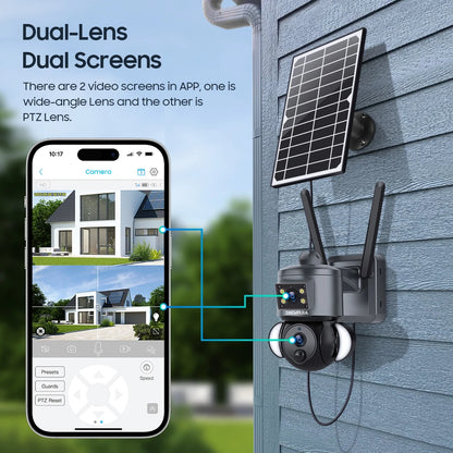 SHIWOJIA 8MP 4G SIM Solar Battery Surveillance Camera Outdoor WIFI Solar Panel Security Camera PIR Human Detection Two Way Audio