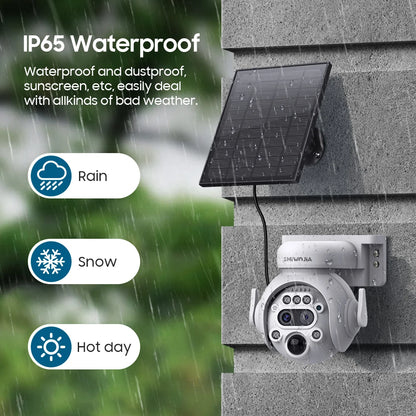 SHIWOJIA 6MP 4G Solar Panel Camera WIFI Night Vision Solar Security Battery Camera Two-Way Video PIR Human Detection Surveillanc