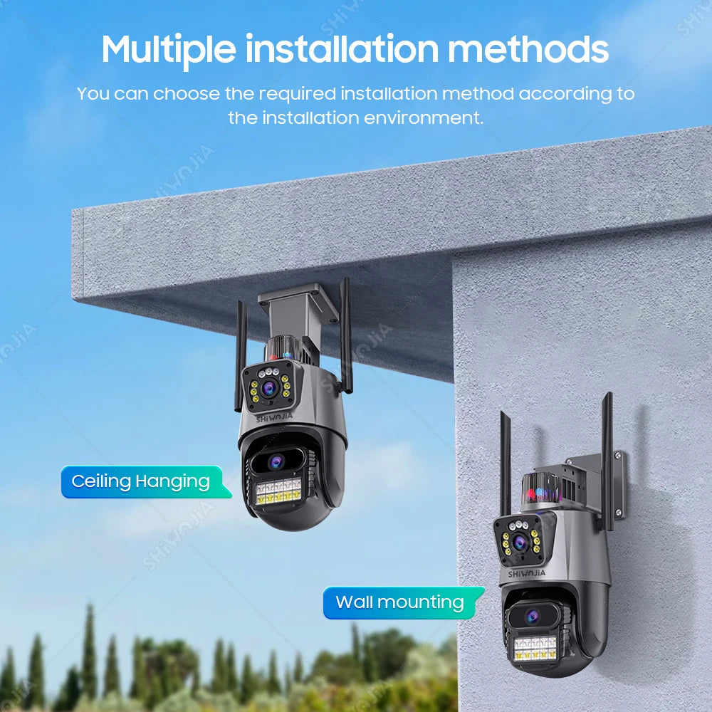 SHIWOJIA Wireless WIFI IP Camera 8MP 4K Surveillance PTZ Camera Auto Tracking Security with Anti-theft Siren Alarm Cameras CCTV