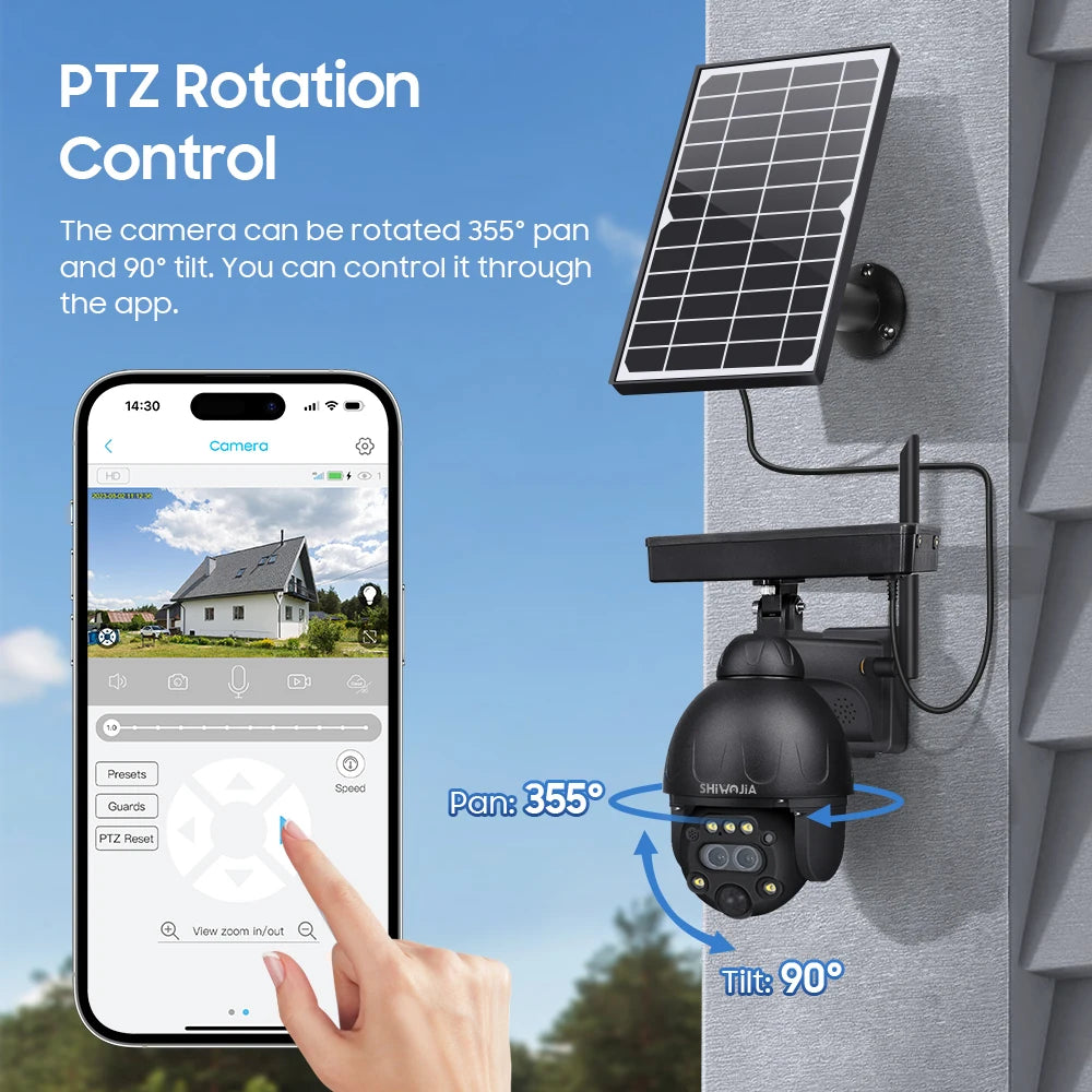 SHIWOJIA 4G SIM Solar Camera 8MP 12X ZOOM Solar Powered Security Camera Surveillance WIFI PIR Human Monitor Solar Battery Camera